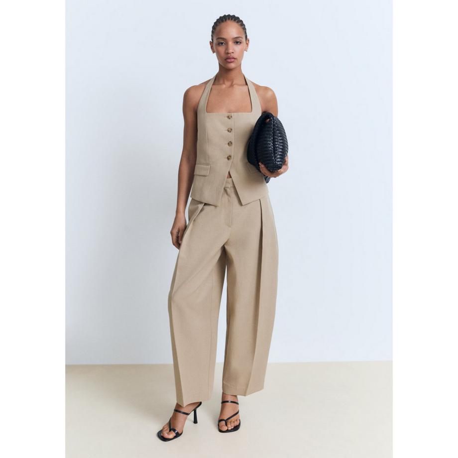 MANGO Olivia Leinen Lyocell Mischgewebe Gilet  