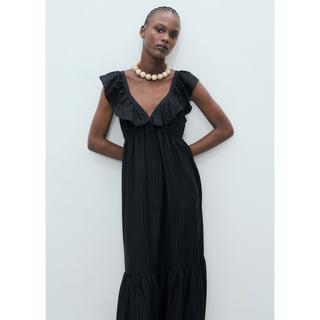 MANGO Ramona V-Ausschnitt Rüschen Maxikleid  