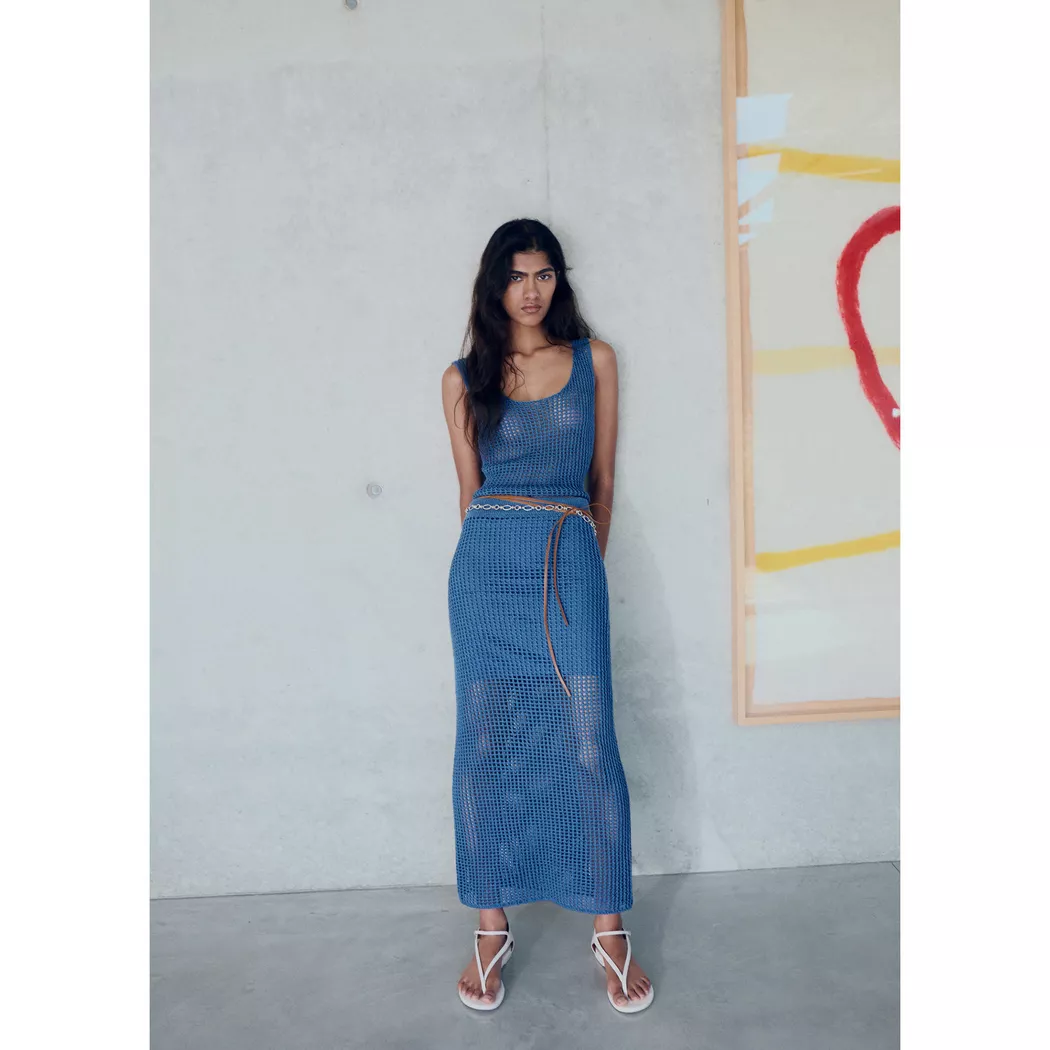 Mango - Rock, für Damen, Mittelblau, Größe L