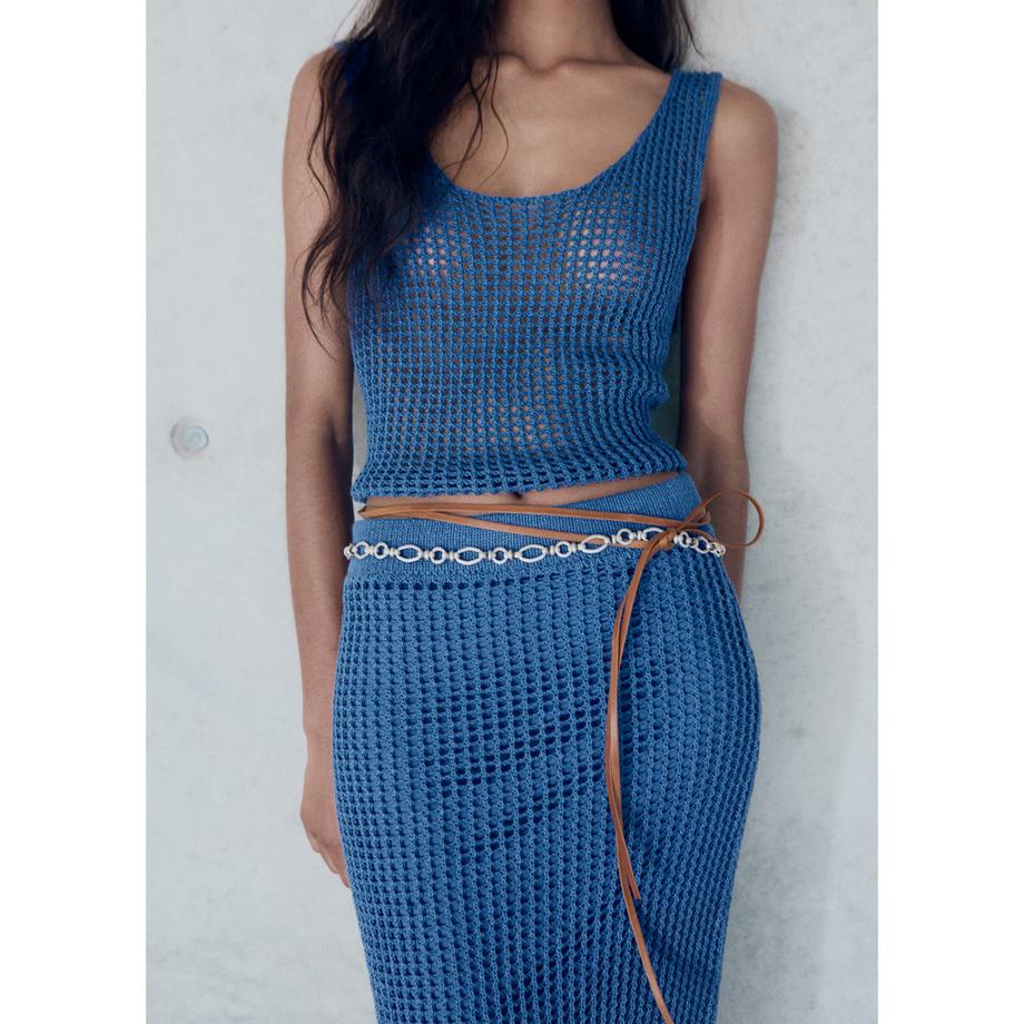 MANGO Fabri Häkelstrick Maxirock  