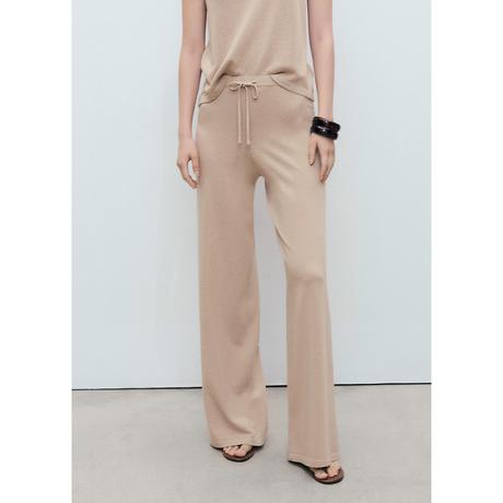 MANGO VELLA Pantalon Droit en Maille Fine  