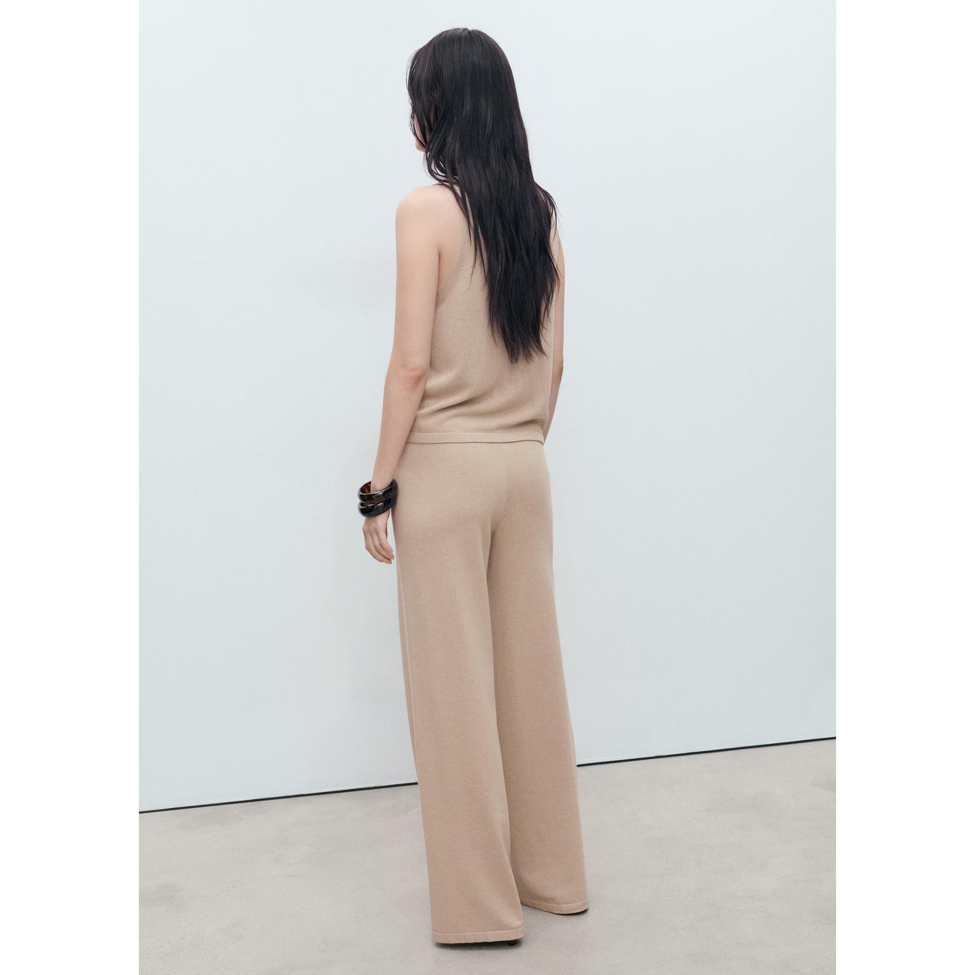 MANGO VELLA Pantalon Droit en Maille Fine  