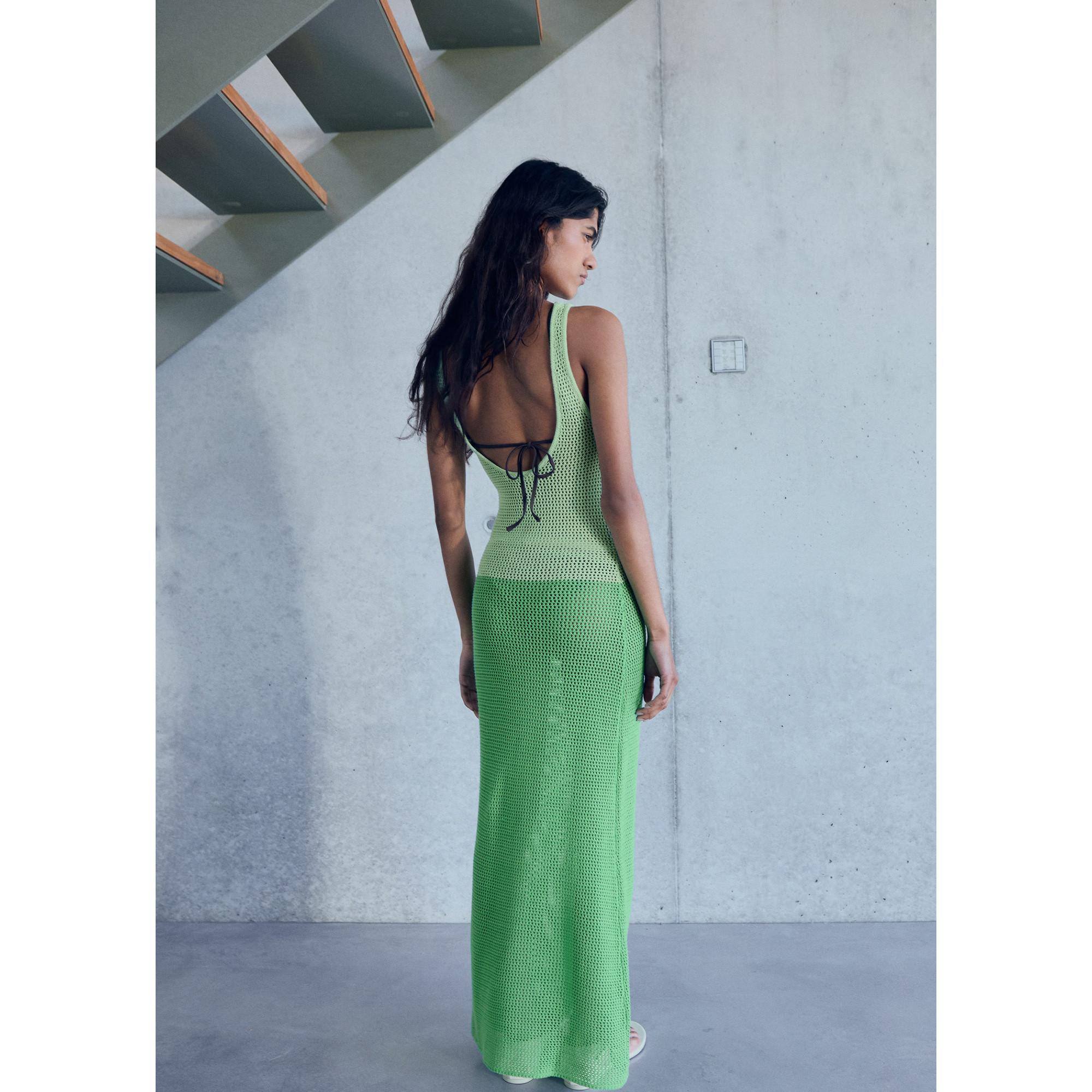 MANGO Block Robe Maxi Crochet Bicolore  