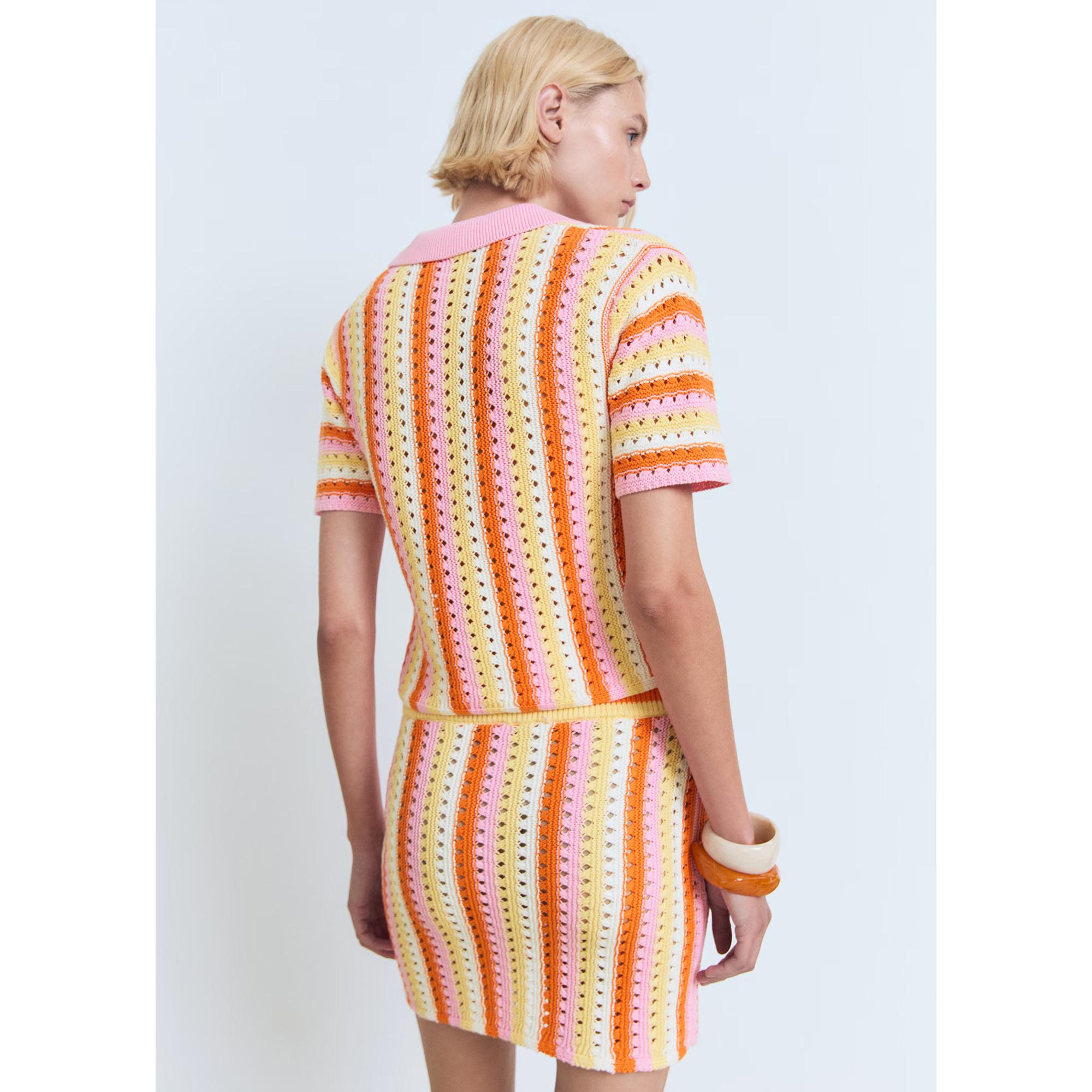 MANGO BABYLON Gestreifter Strick Polo Pullover  