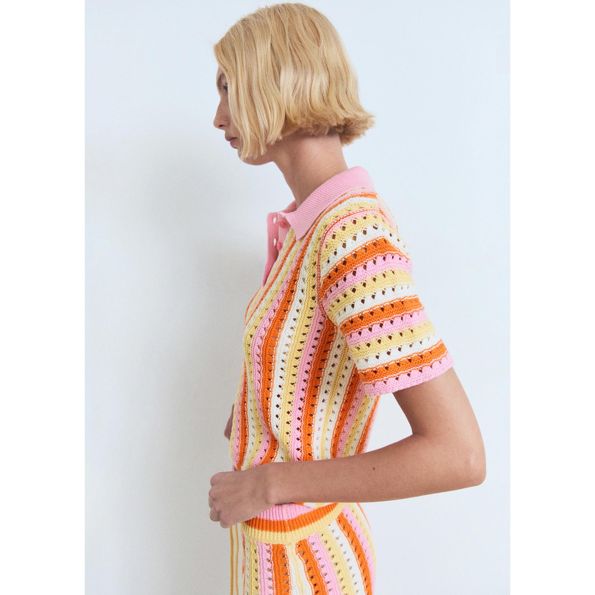 MANGO BABYLON Gestreifter Strick Polo Pullover  