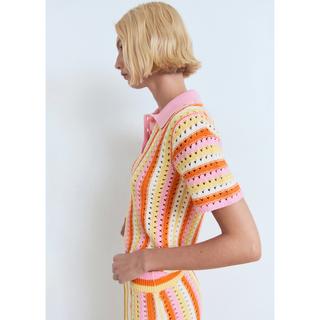 MANGO BABYLON Gestreifter Strick Polo Pullover  