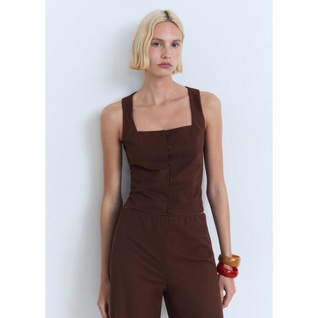 MANGO Evans Top Encolure Carrée Boutonnée  