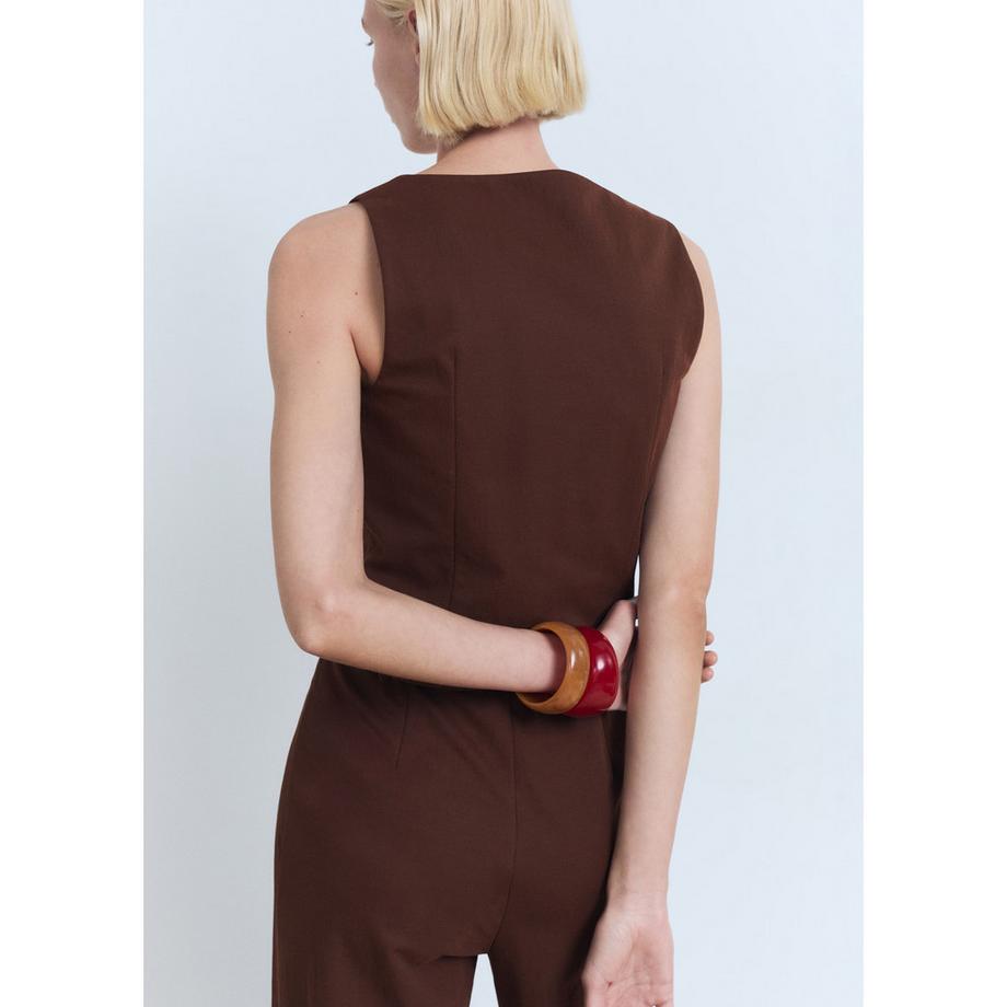 MANGO Evans Top Senza Maniche con Bottoni Frontali  