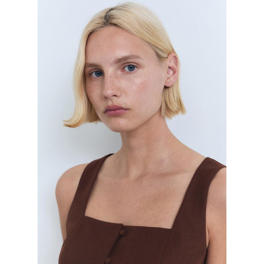 MANGO Evans Top Senza Maniche con Bottoni Frontali  