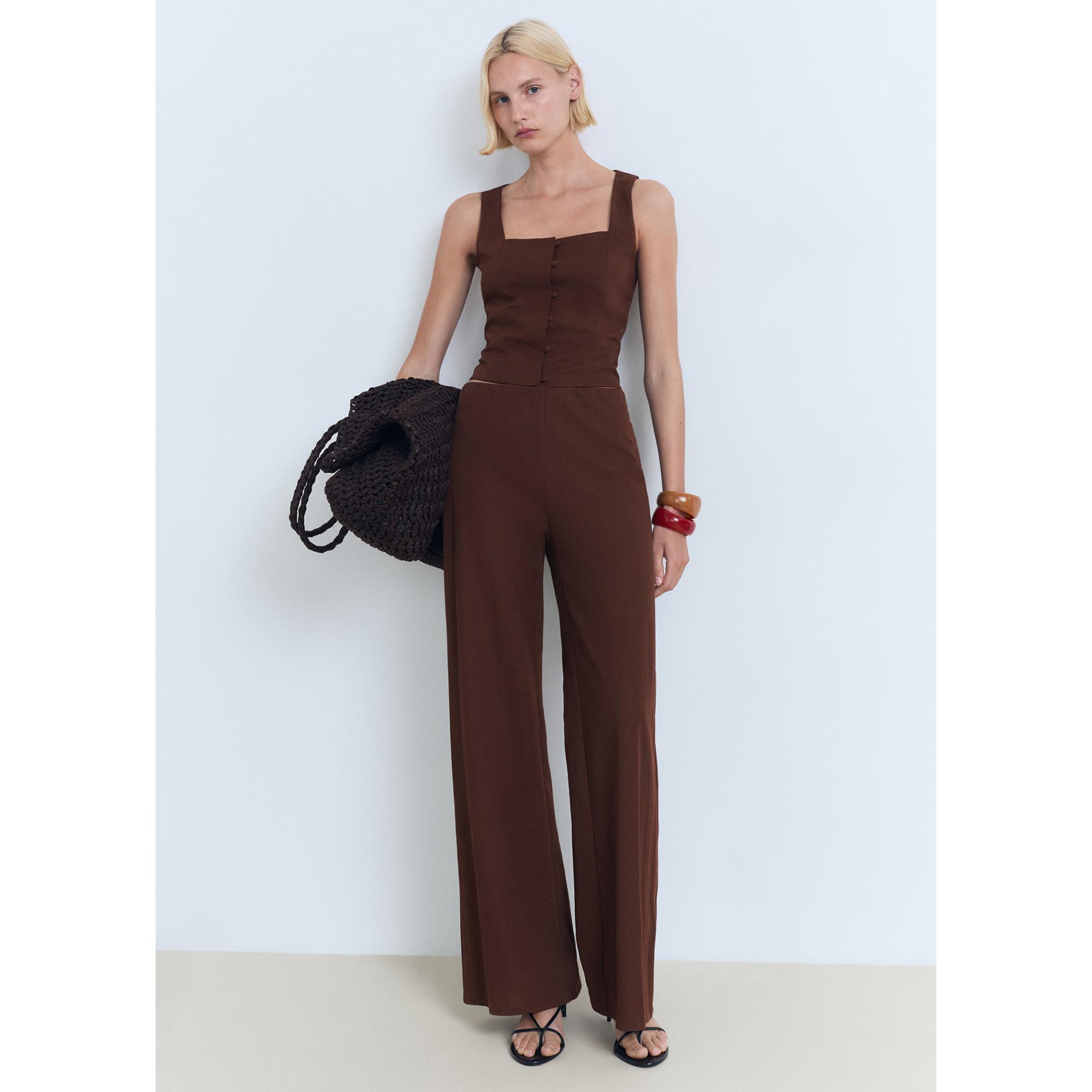 MANGO Evans Top Encolure Carrée Boutonnée  