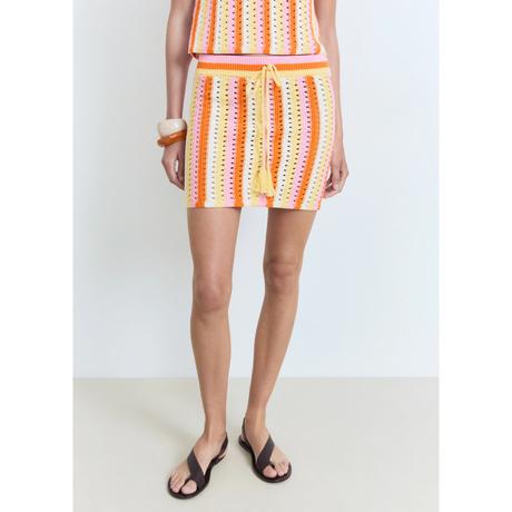 MANGO BABYLON Gestreifter Strick Minirock  