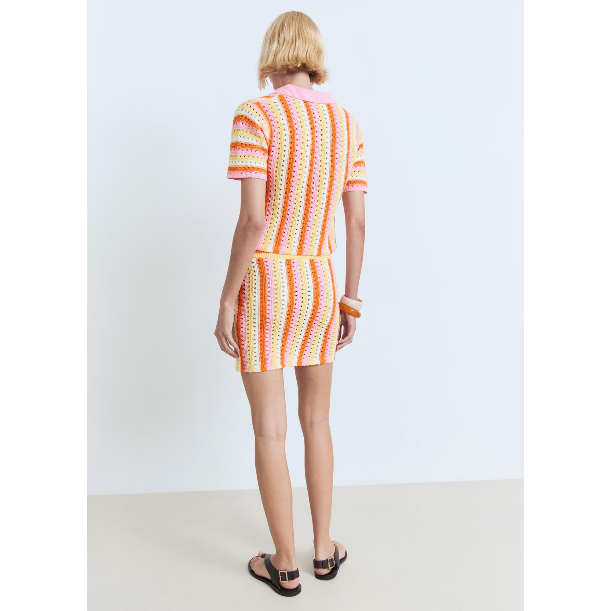 MANGO BABYLON Gestreifter Strick Minirock  