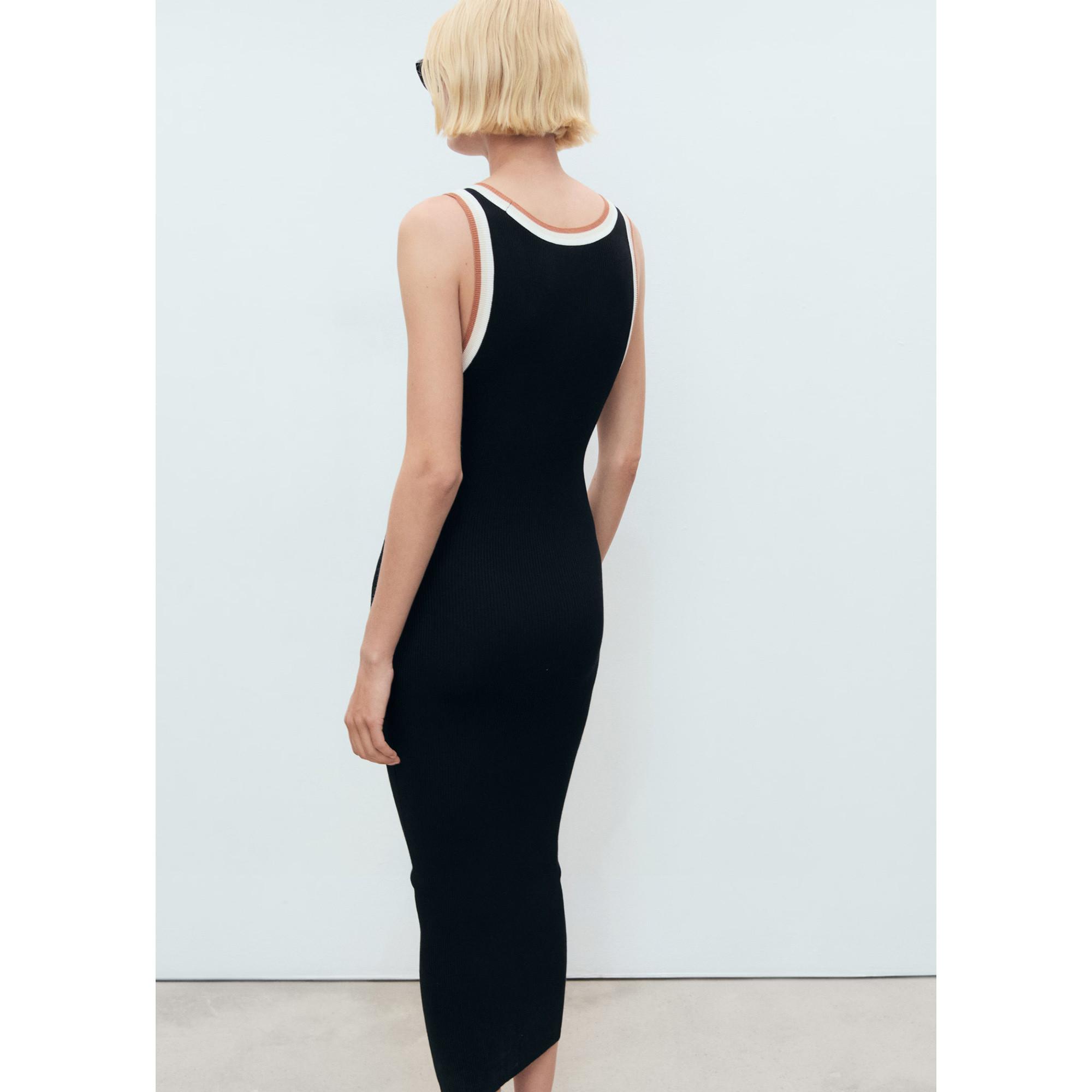 MANGO CROCHI Robe Midi Côtelée  