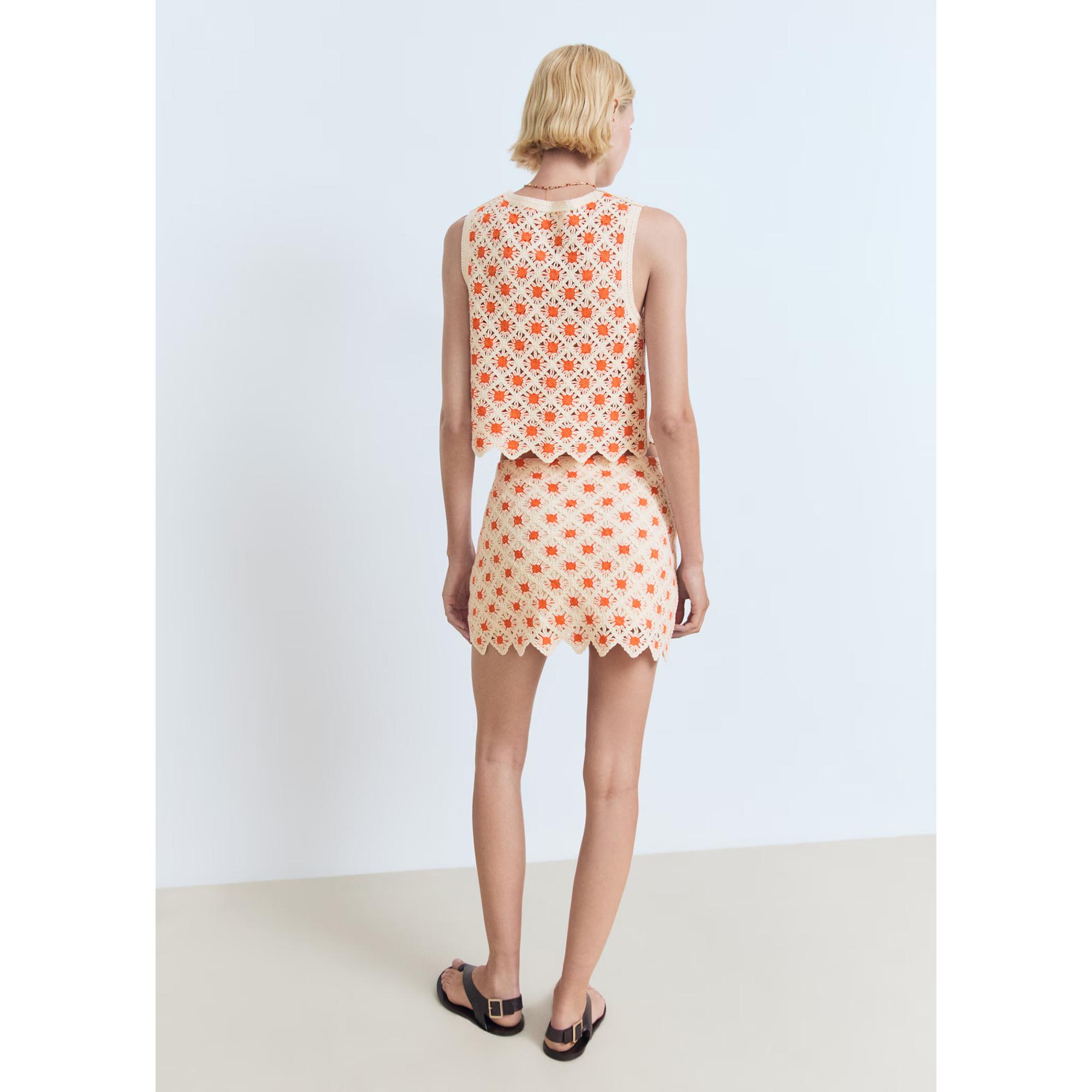 MANGO Cameron Crochet Tie Front Top  