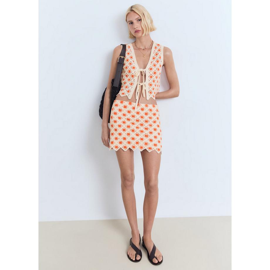 MANGO Cameron Häkelstrick Tie Front Top  