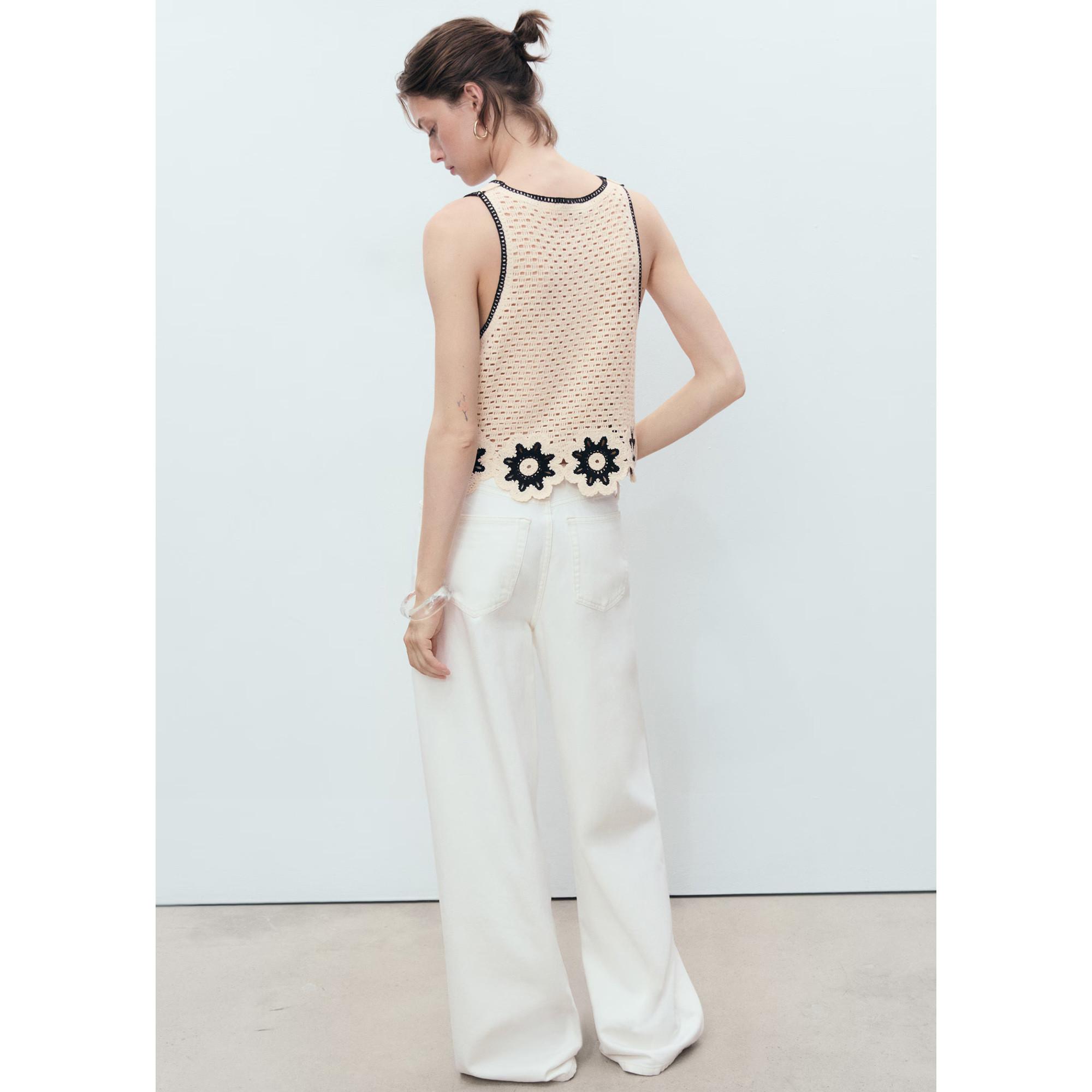 MANGO Fleur Top all'Uncinetto  