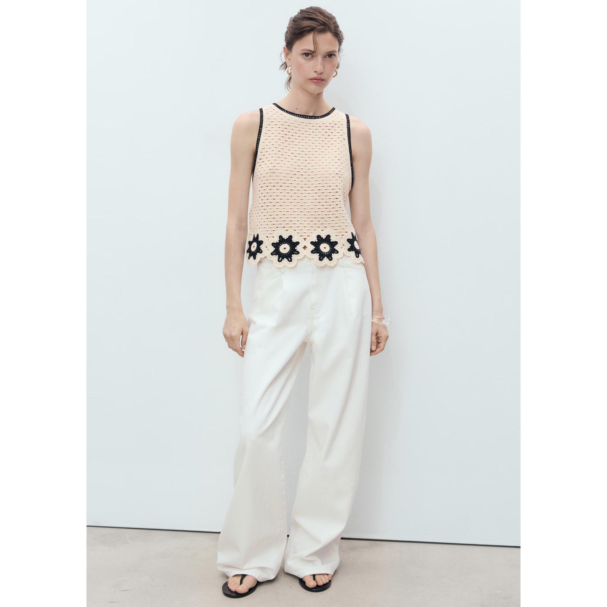 MANGO Fleur Top all'Uncinetto  