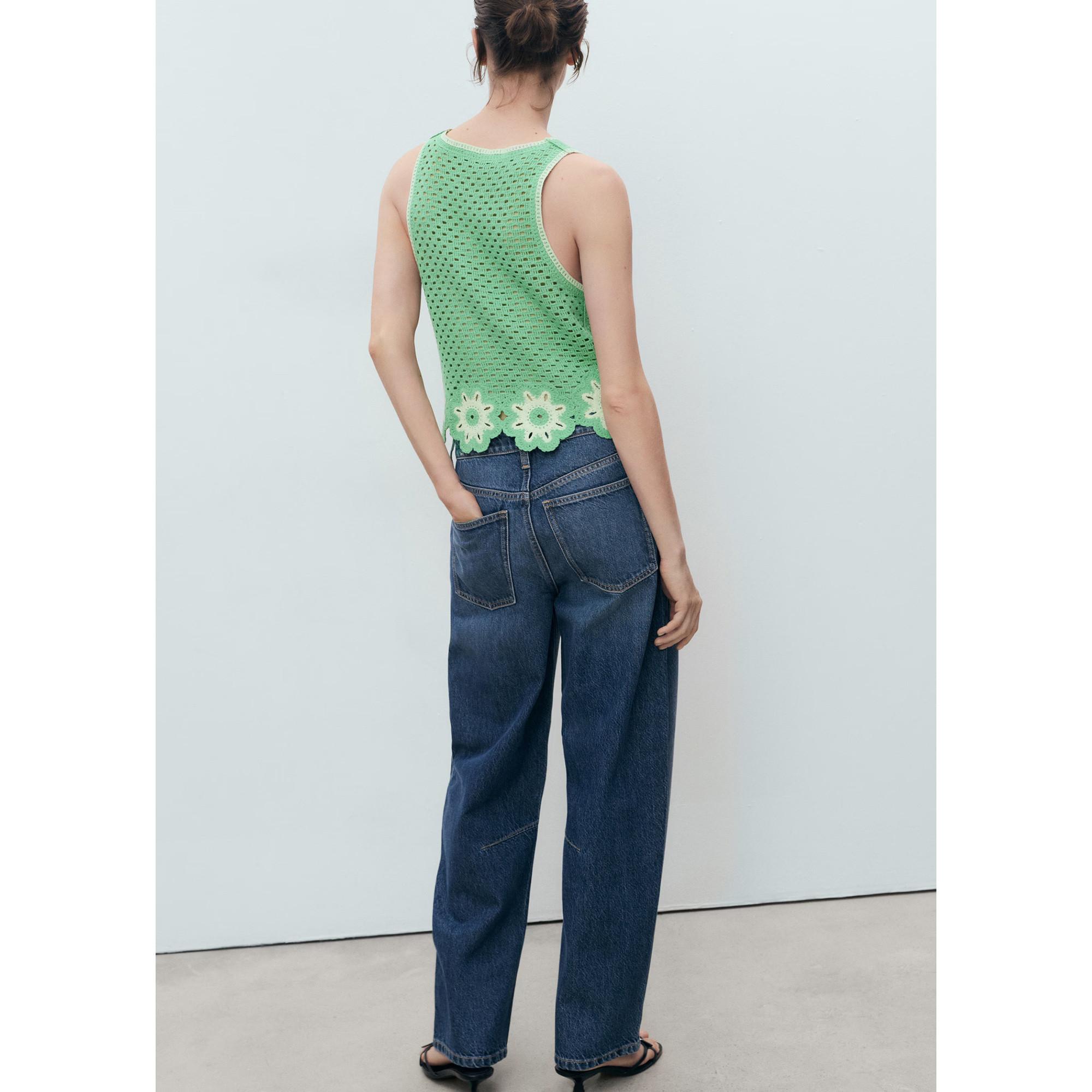 MANGO Fleur Top en Crochet Tricoté  