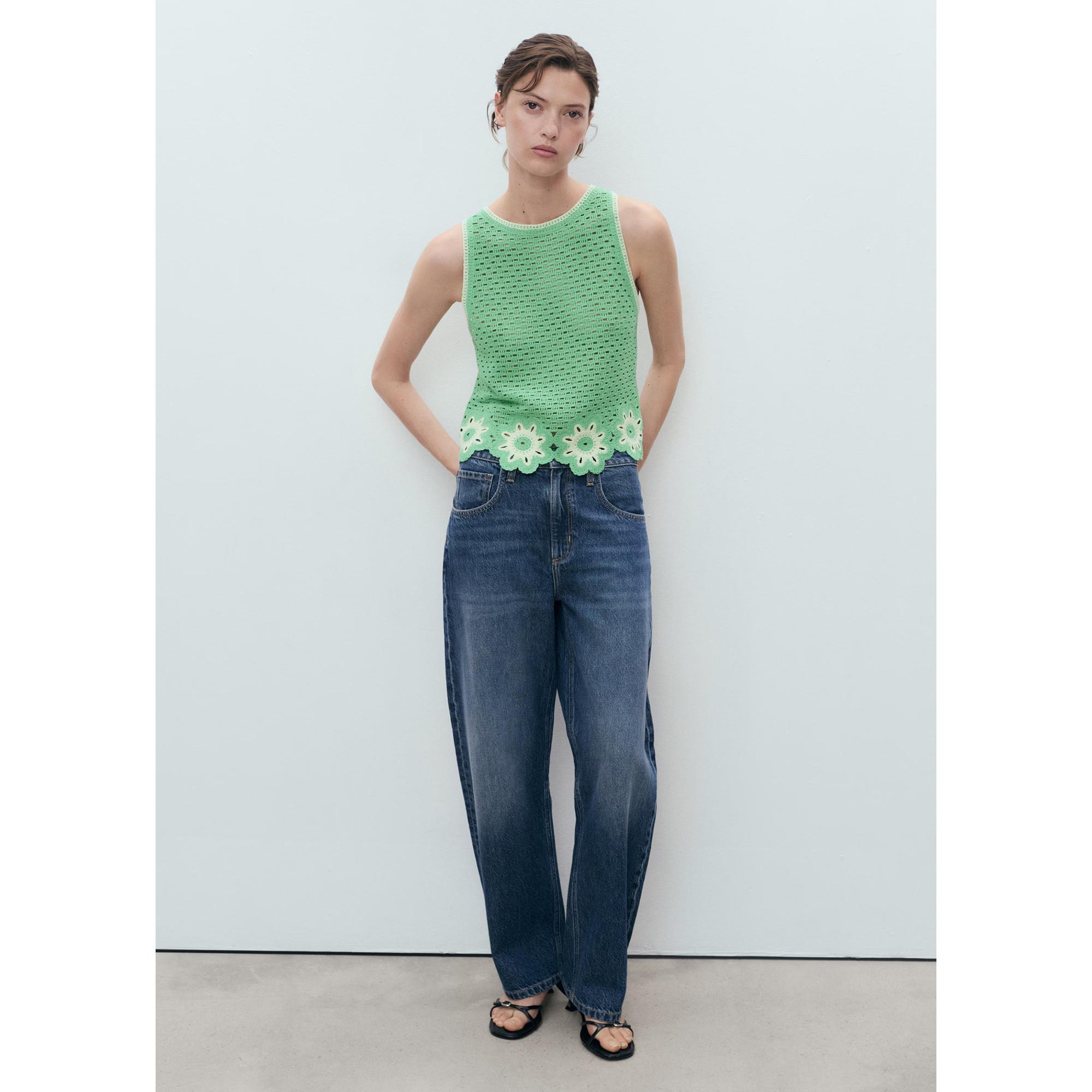 MANGO Fleur Top en Crochet Tricoté  