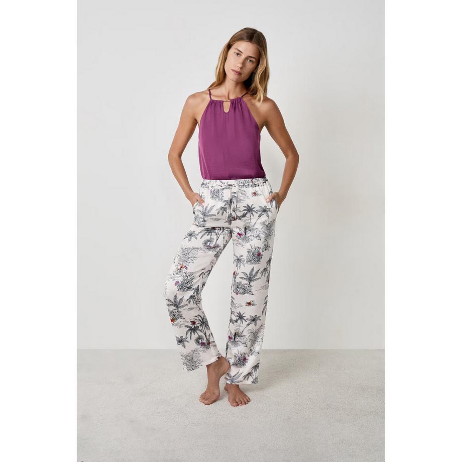 Etam Pyjamahose mit Palmendruck  