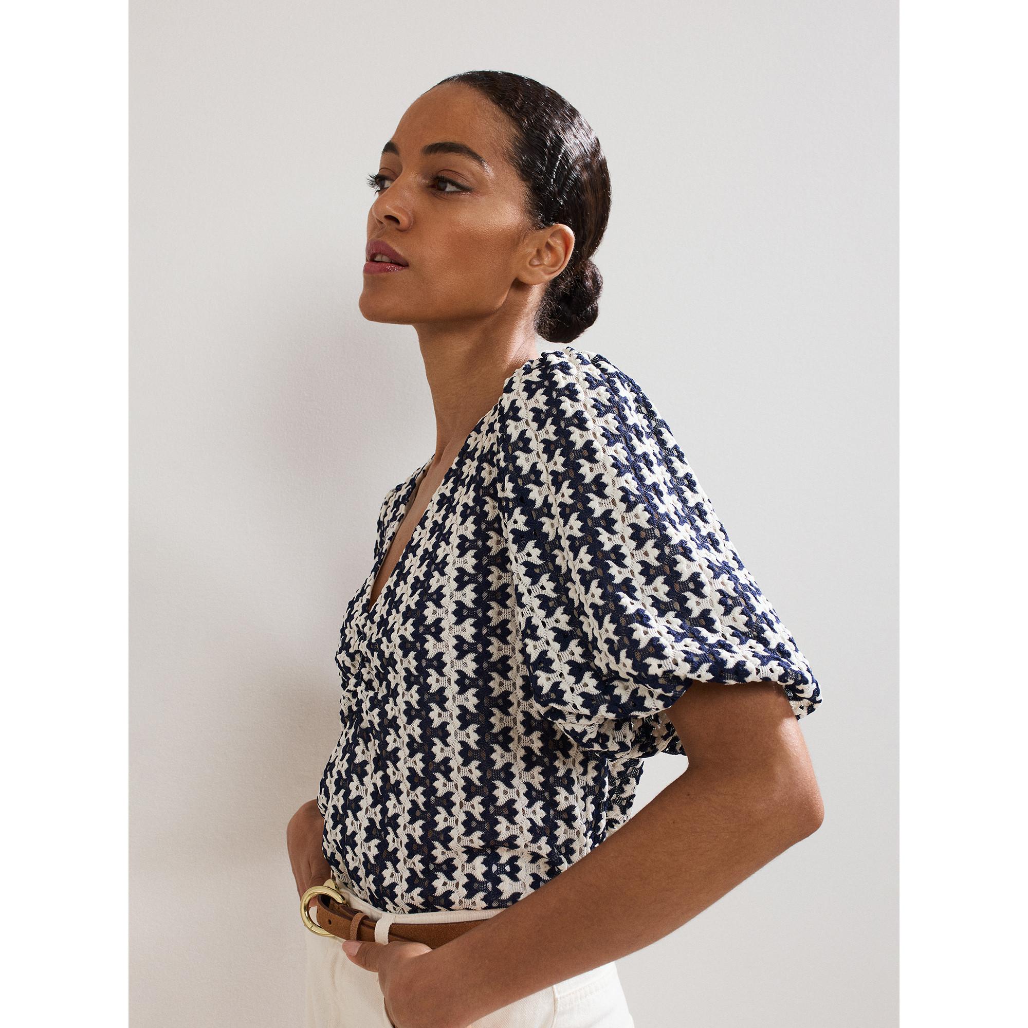 Phase Eight Top Maniche Corte Scollo a V Fantasia  