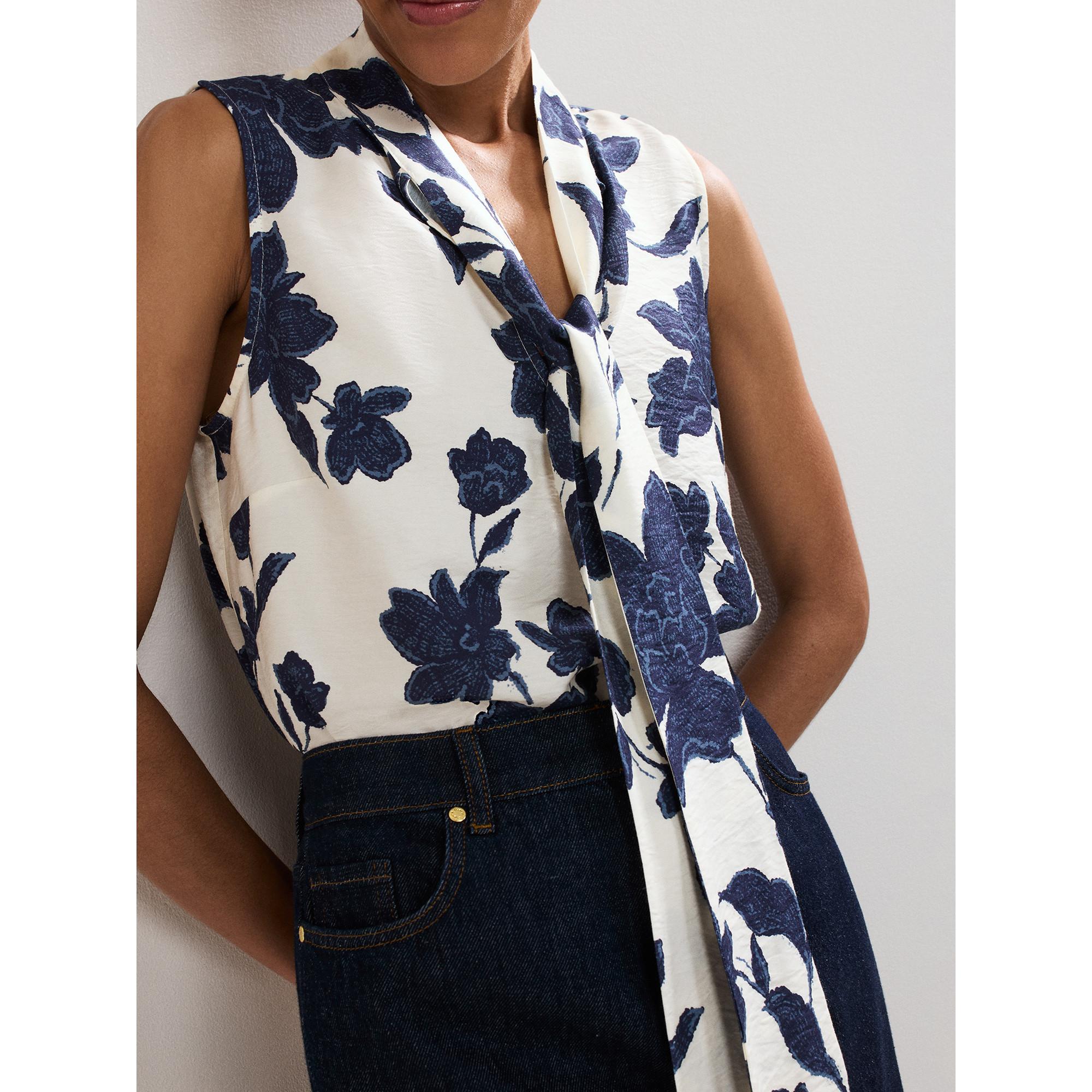 Phase Eight Ärmellose Bluse Blumenmuster Bindeband  