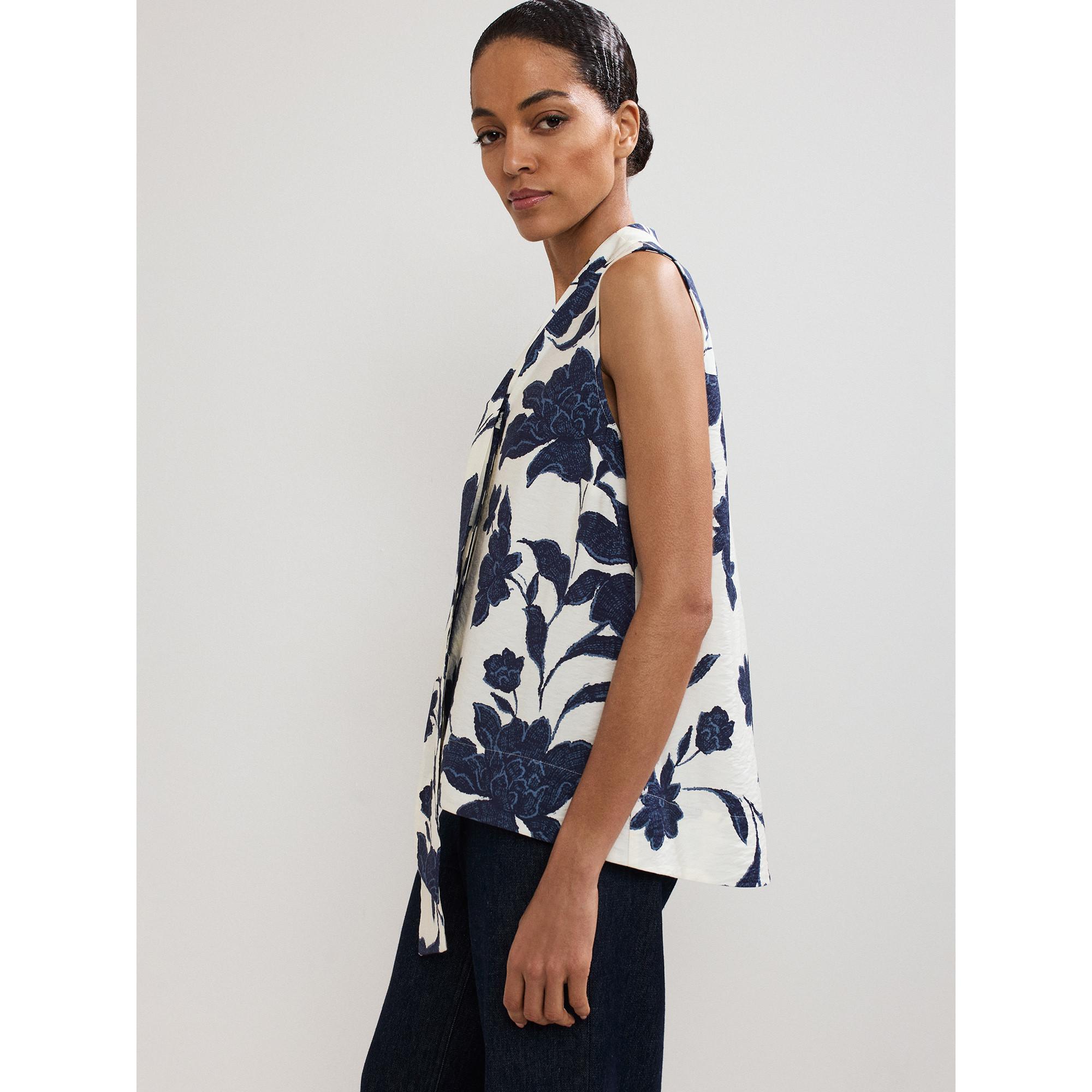 Phase Eight Ärmellose Bluse Blumenmuster Bindeband  