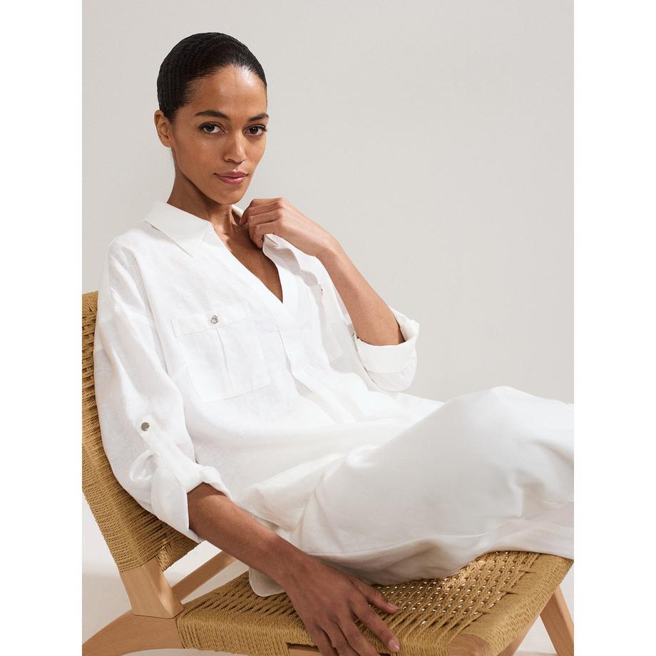 Phase Eight Camicia Lino Maniche Lunghe  