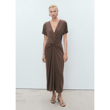 MANGO RICARDA Abito Midi con Dettaglio Frontale Attorcigliato  