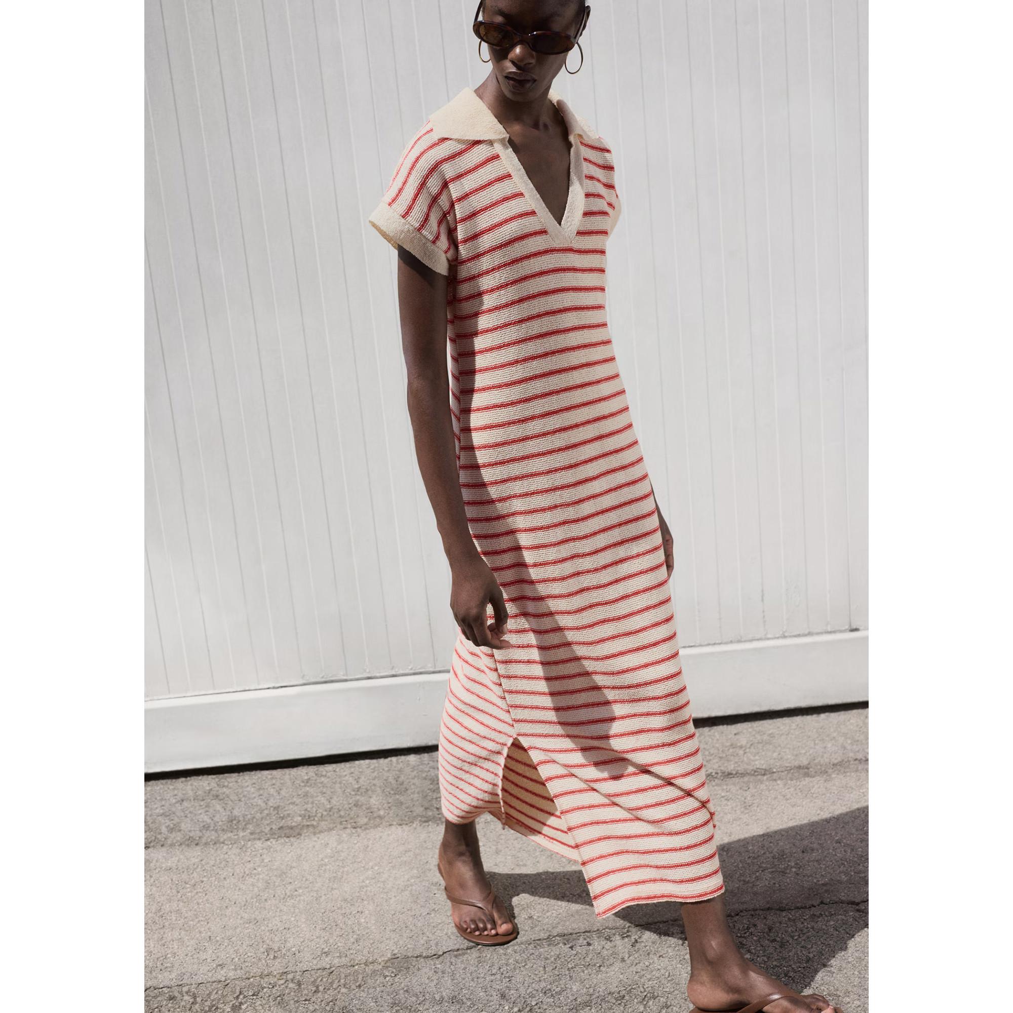 MANGO TUNIS Vestito Lungo a Righe  