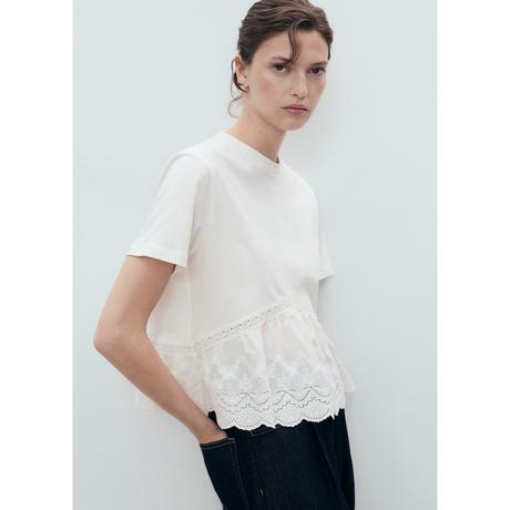 MANGO Molly T-Shirt con orlo ricamato  