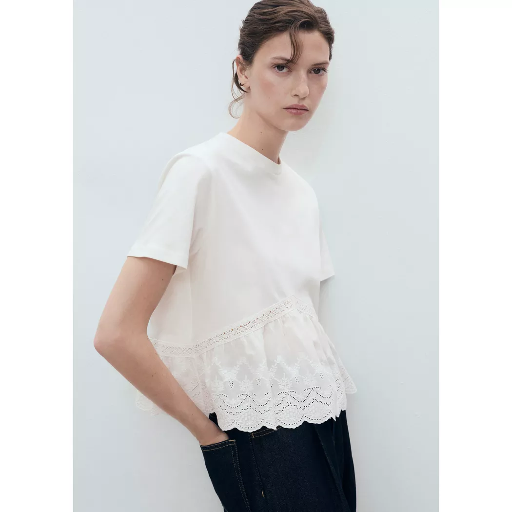 Mango - T-Shirt, für Damen, Ecru, Größe S 3