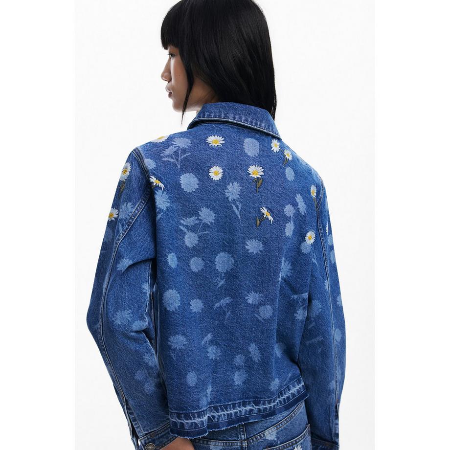 Desigual Jeansjacke mit Blumenstickerei  