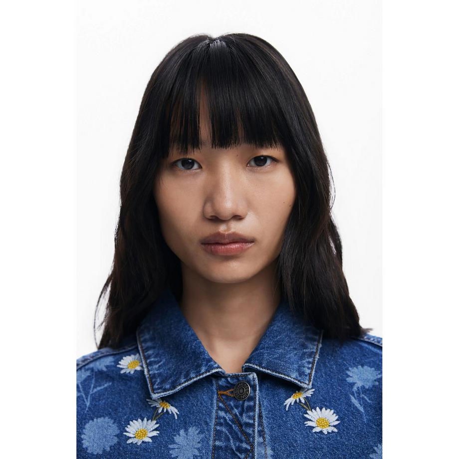 Desigual Jeansjacke mit Blumenstickerei  