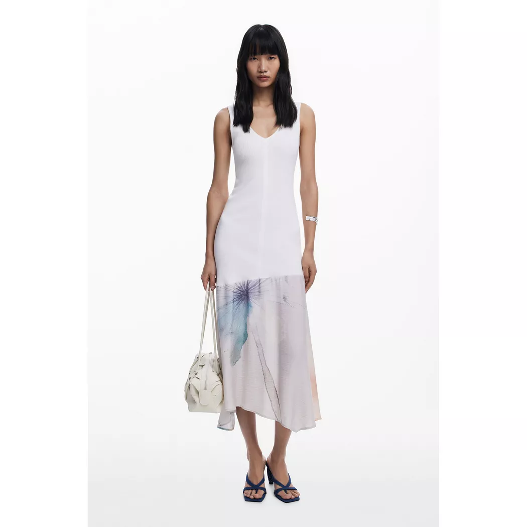 Desigual Robe à bretelles brodées branches WHITE M female 3