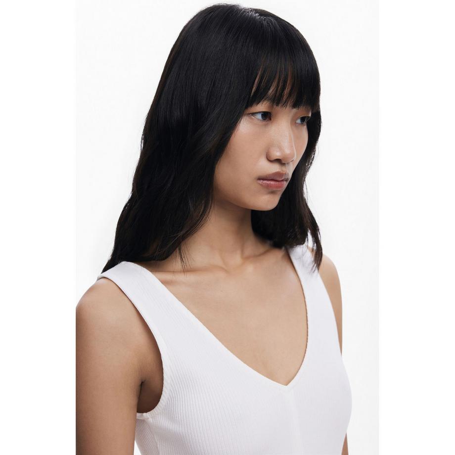 Desigual Ärmelloses V-Ausschnitt Kleid mit bedrucktem Saum  