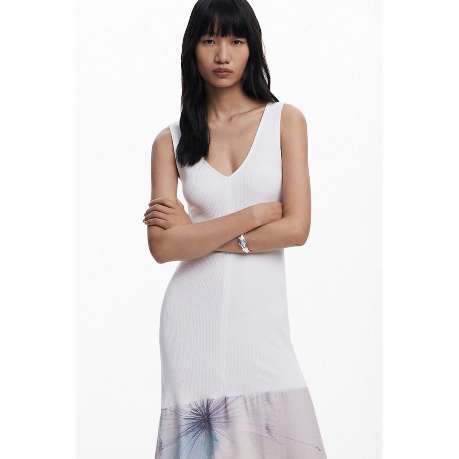 Desigual Ärmelloses V-Ausschnitt Kleid mit bedrucktem Saum  