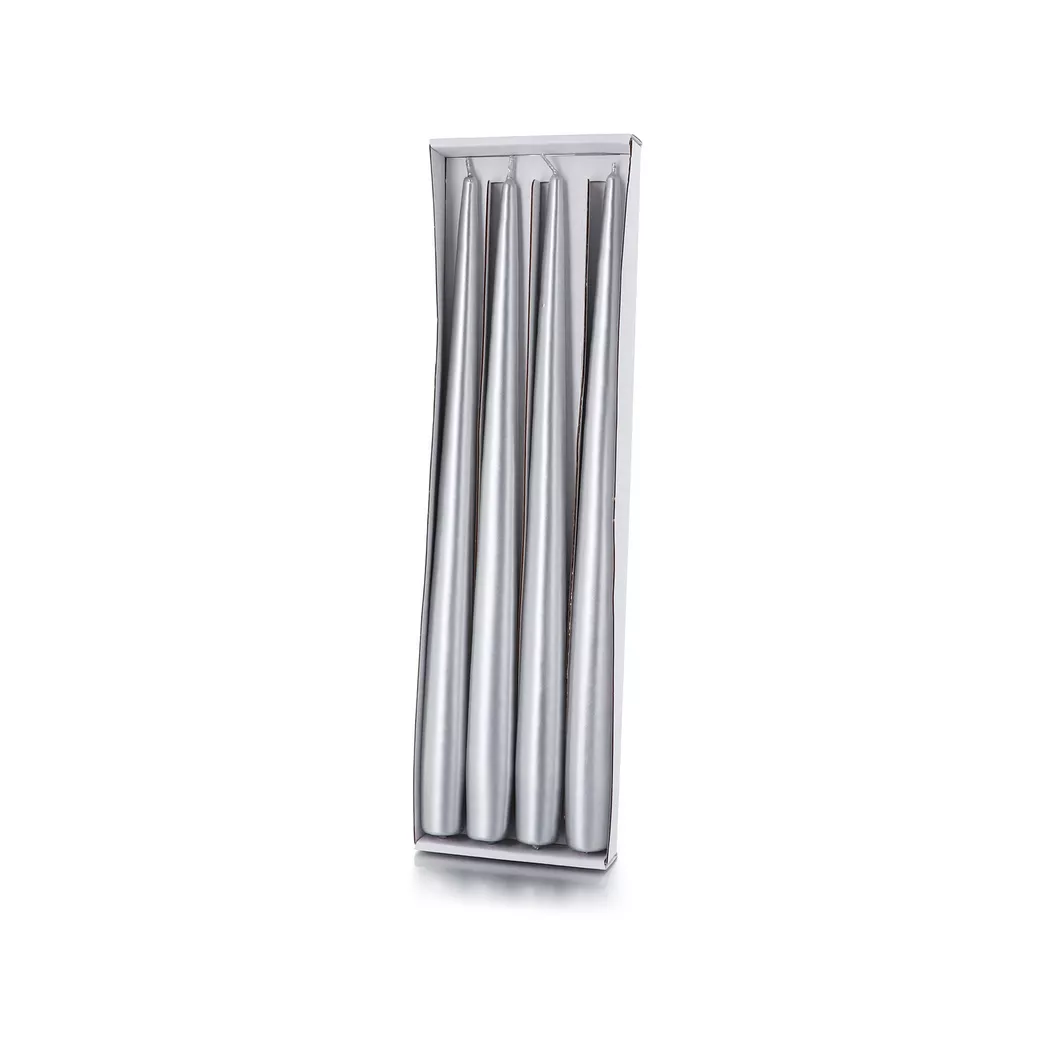 Balthasar - Stabkerzen, 4 Stück, Silber