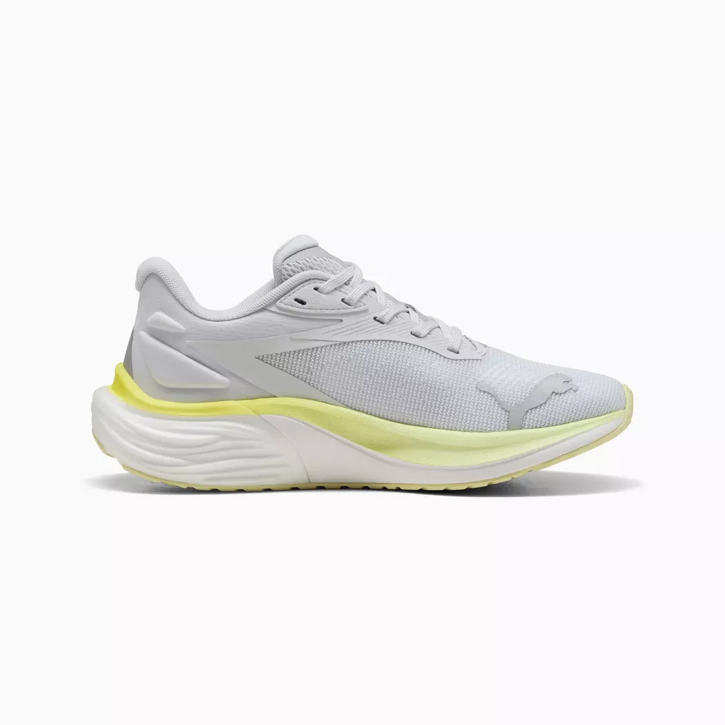 Laufschuh PUMA "ELECTRIFY NITRO 4 WN", Damen, Gr. 40, silber mist, apple spritz, Textil, Schuhe Laufschuh, mit atmungsaktivem Mesh-Obermaterial, mit herausnehmbarer Innensohle