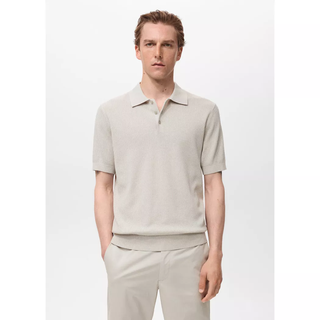 Mango Man - Poloshirt, kurzarm, für Herren, Ecru, Größe S