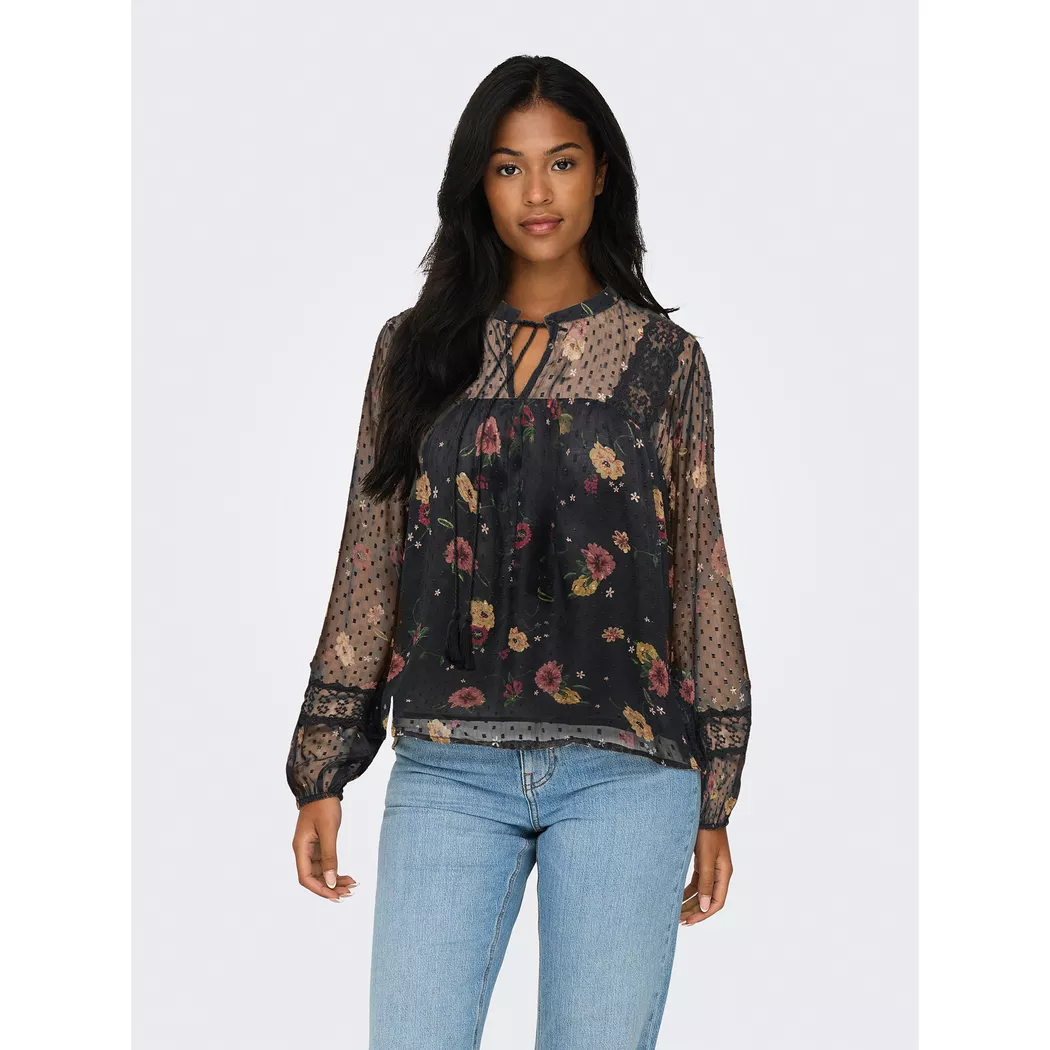 Only - Bluse, für Damen, Schwarz Bedruckt, Größe S