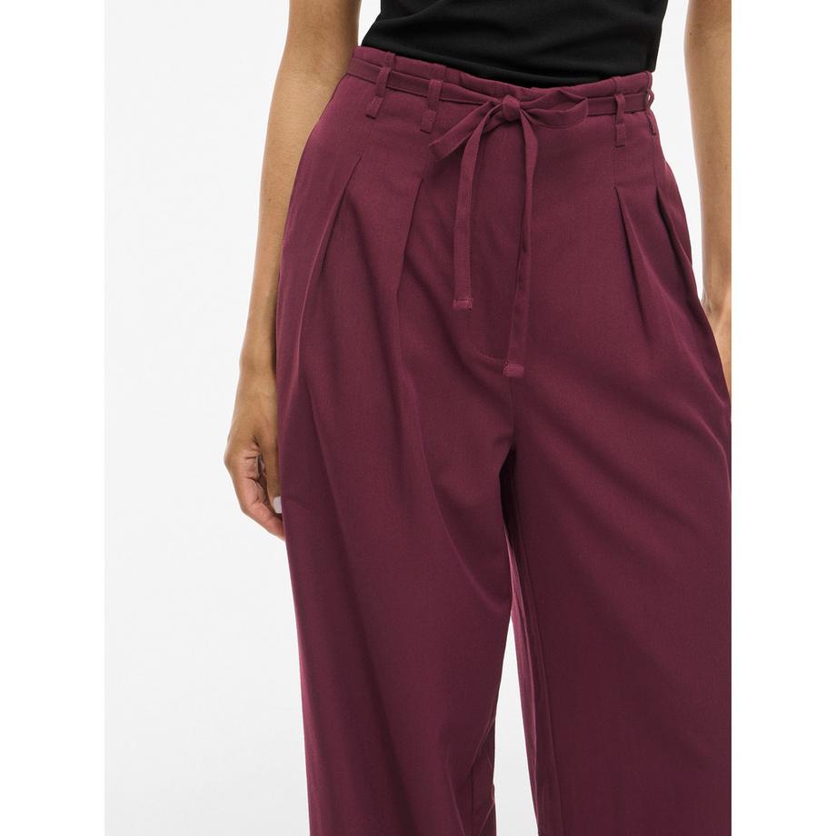 VILA Pantalon Taille Haute Jambe Large avec Ceinture  