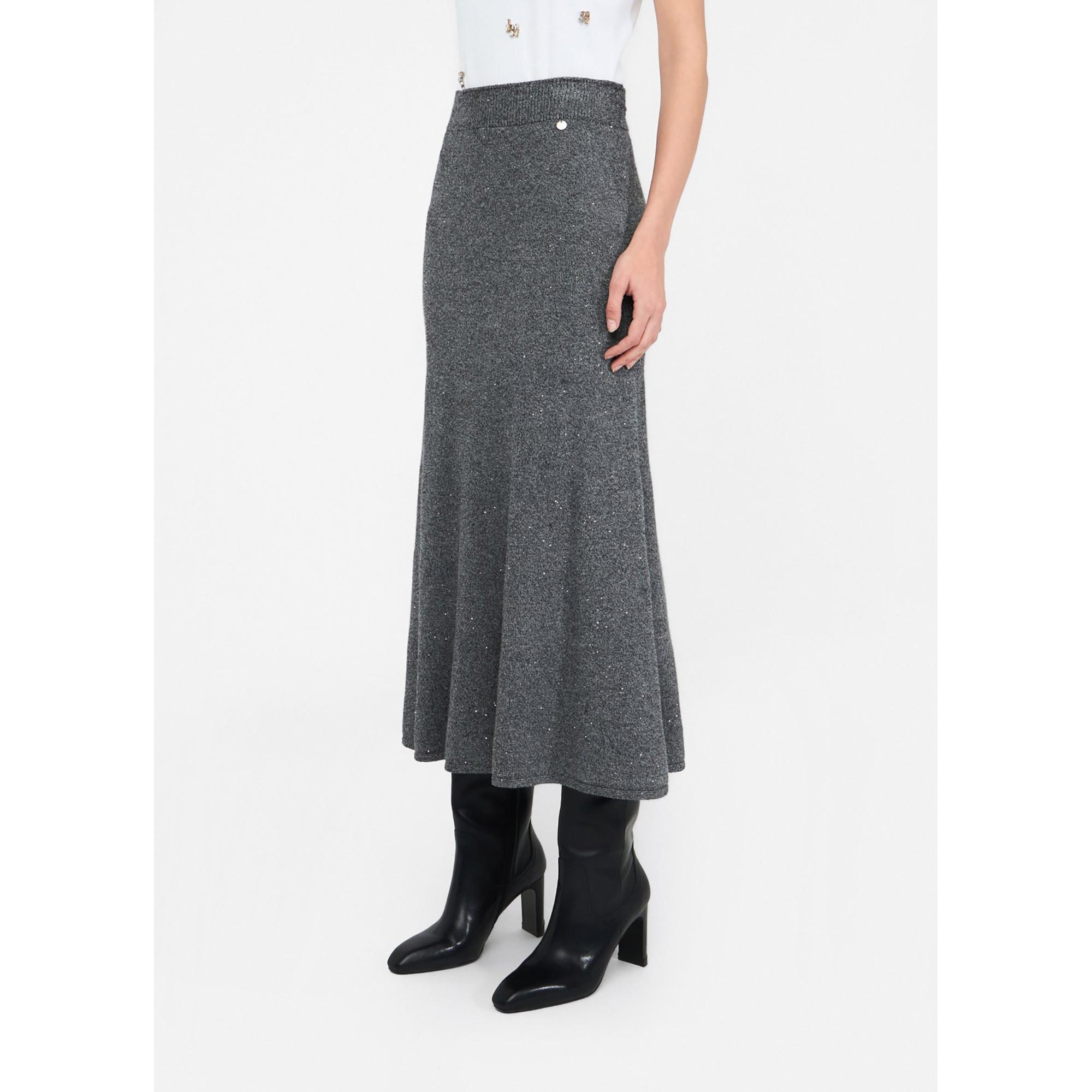 LIU JO Gonna Midi in Maglia con Paillettes  