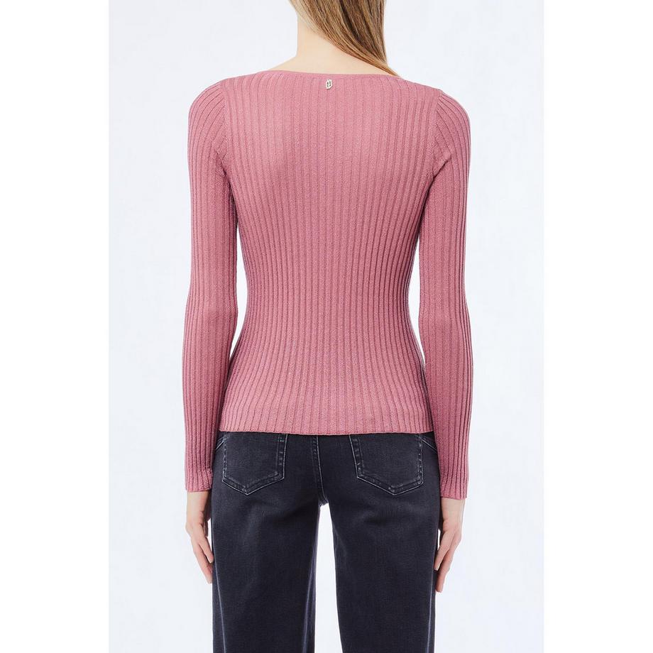 LIU JO Pull côtelé col en V  