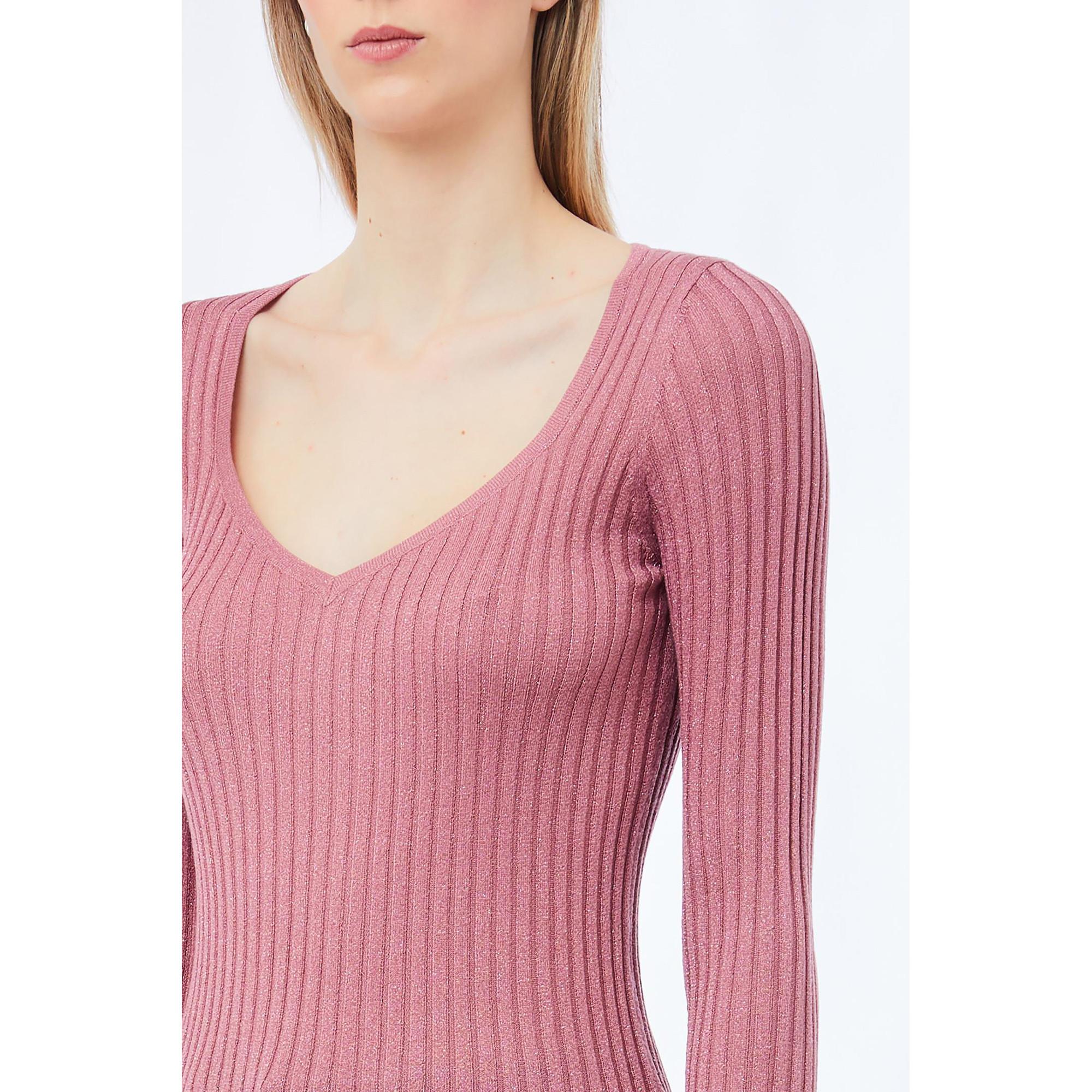 LIU JO Maglione a costine scollo a V  