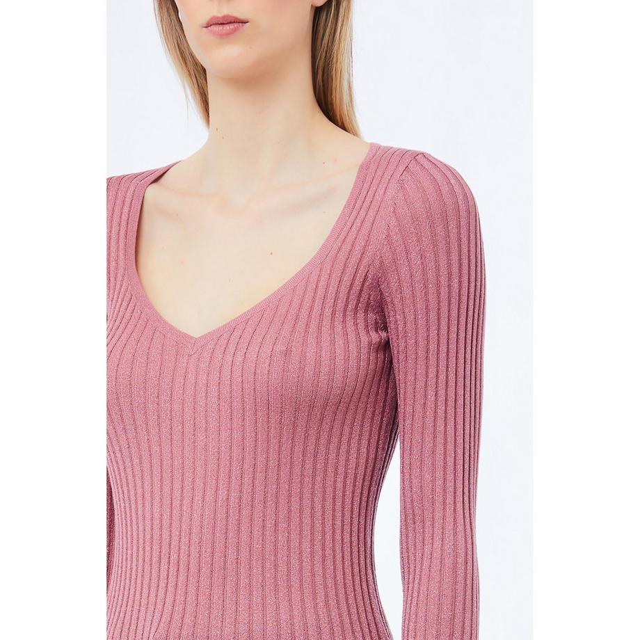 LIU JO Pull côtelé col en V  