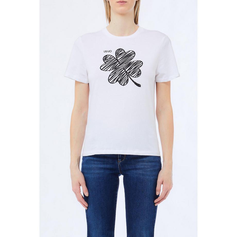 LIU JO T-shirt Stampa Quadrifoglio  