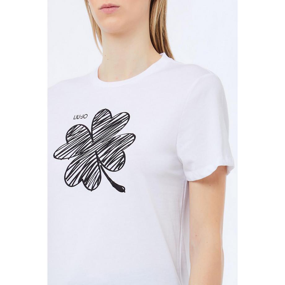 LIU JO T-shirt Stampa Quadrifoglio  