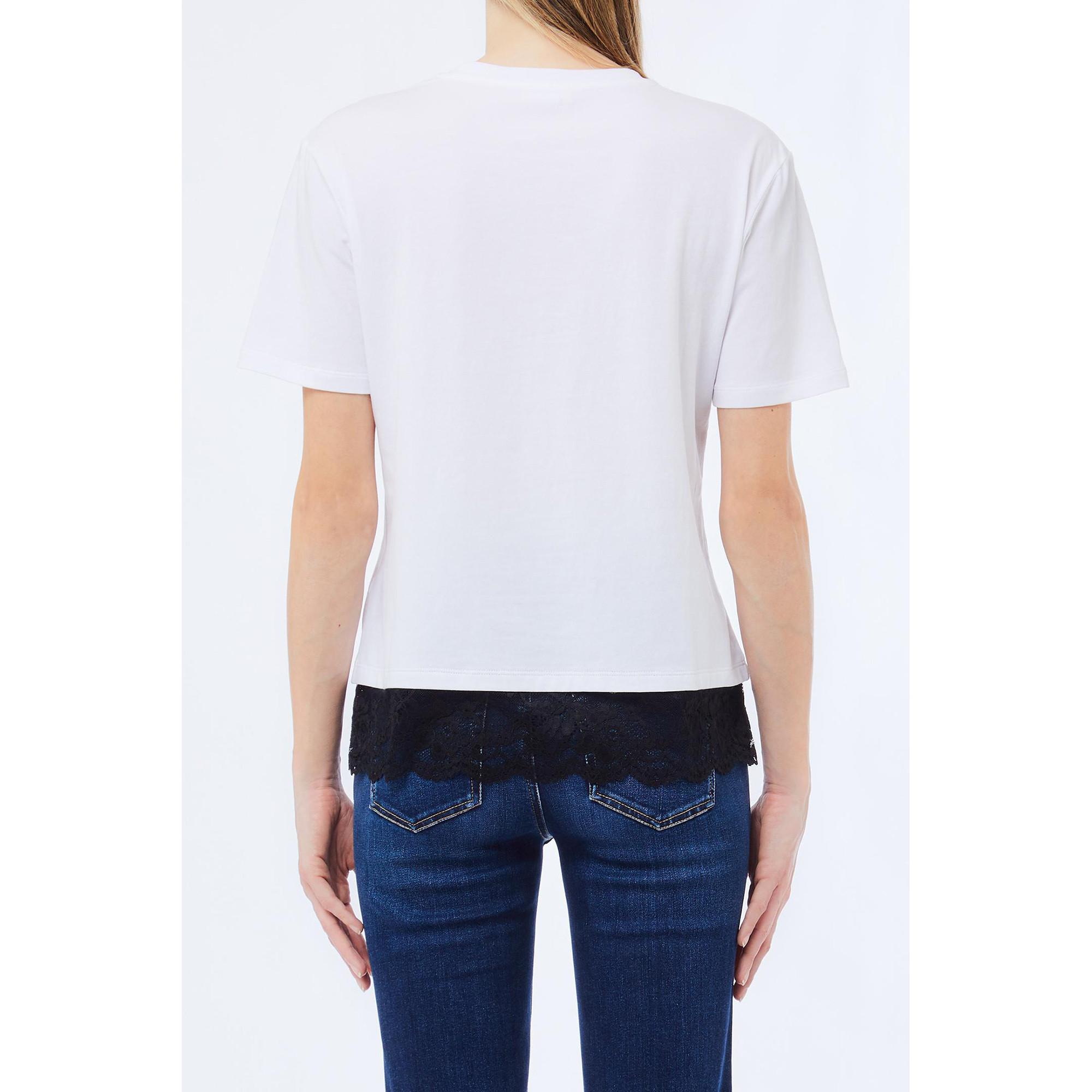 LIU JO T-Shirt Bordo Pizzo Fiocco Applicato  