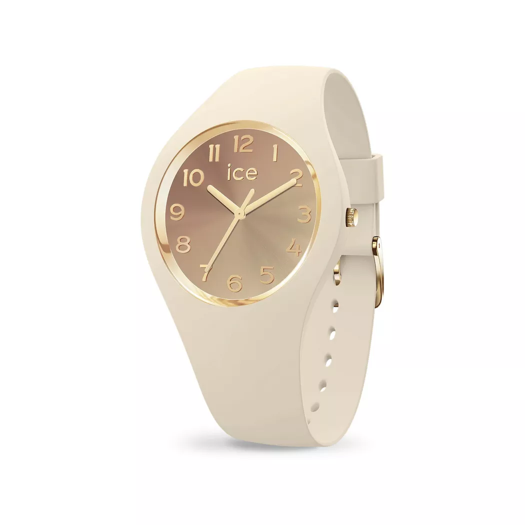 Quarzuhr ICE-WATCH "ICE sunset - S37 - 3H", beige, Armbanduhren, Damen, Quarzuhr, Armbanduhr, Damenuhr, Silikonarmband, Wasserdicht bis 10 bar, analog